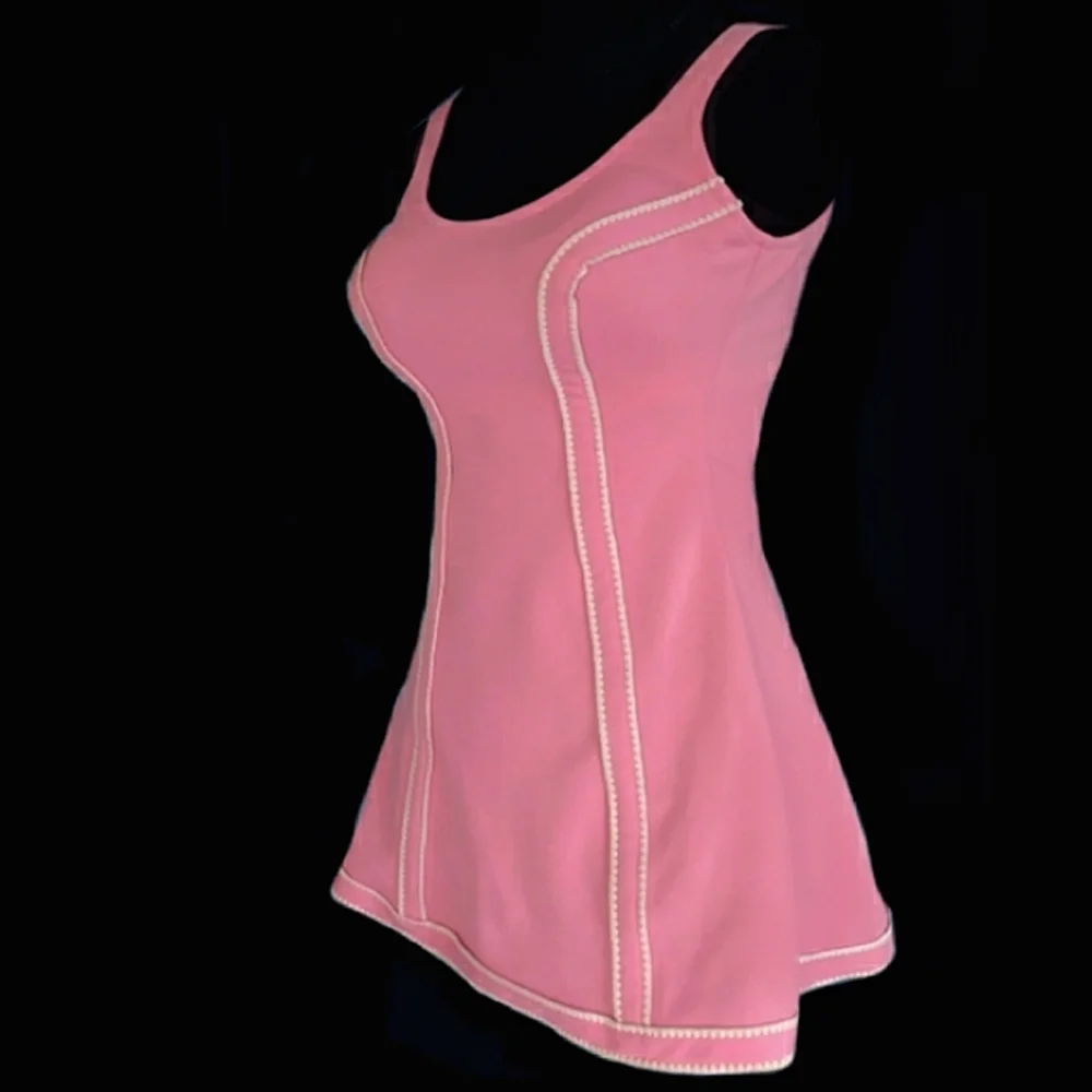 Vintage Pink One Piece Swim Dress - Picture 2 of 10